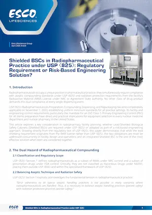 Shielded BSCs in Radiopharmaceutical Practice under USP <825>: Regulatory Requirement or Risk-Based Engineering Solution?